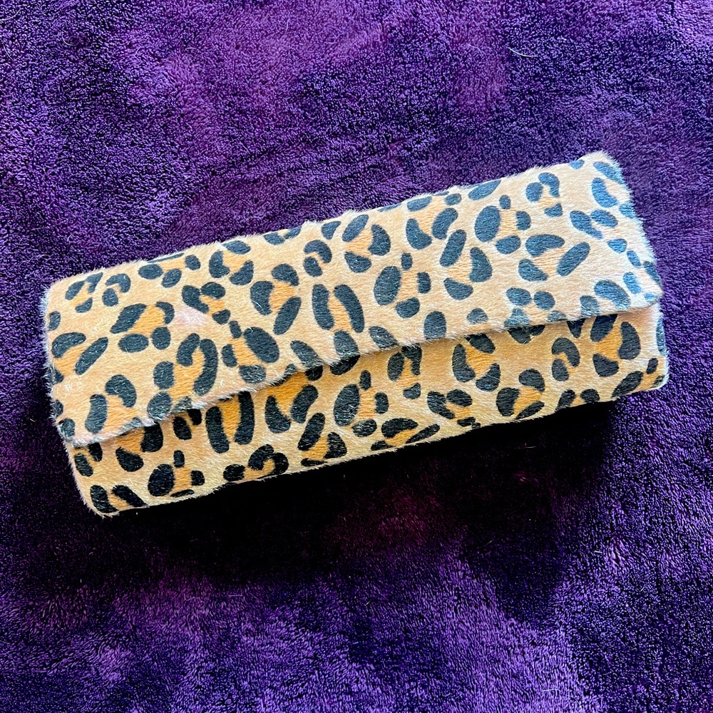 Leopard print pony hair clutch. Like new.